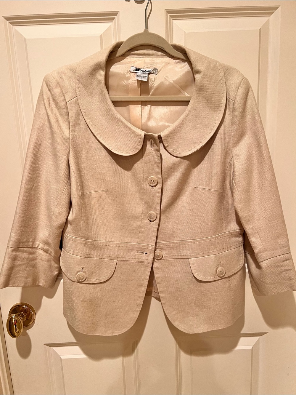 Classic Cream Peter Pan Collar Blazer by Nygard Collection